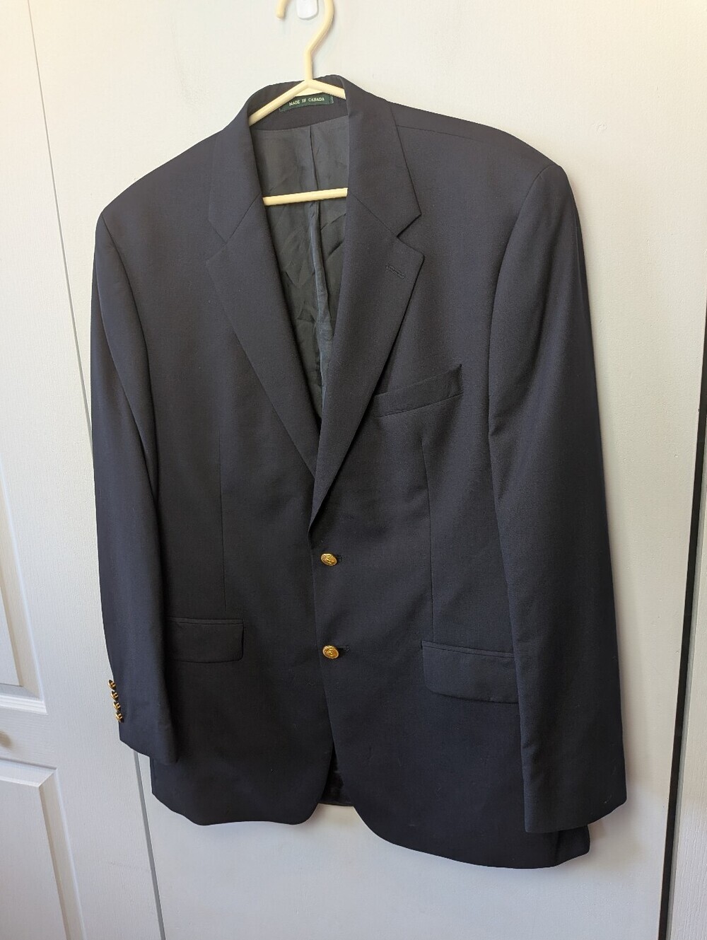 VINTAGE Lauren Ralph Lauren Blazer Size 44L Navy Blue 100% Wool Made In Canada